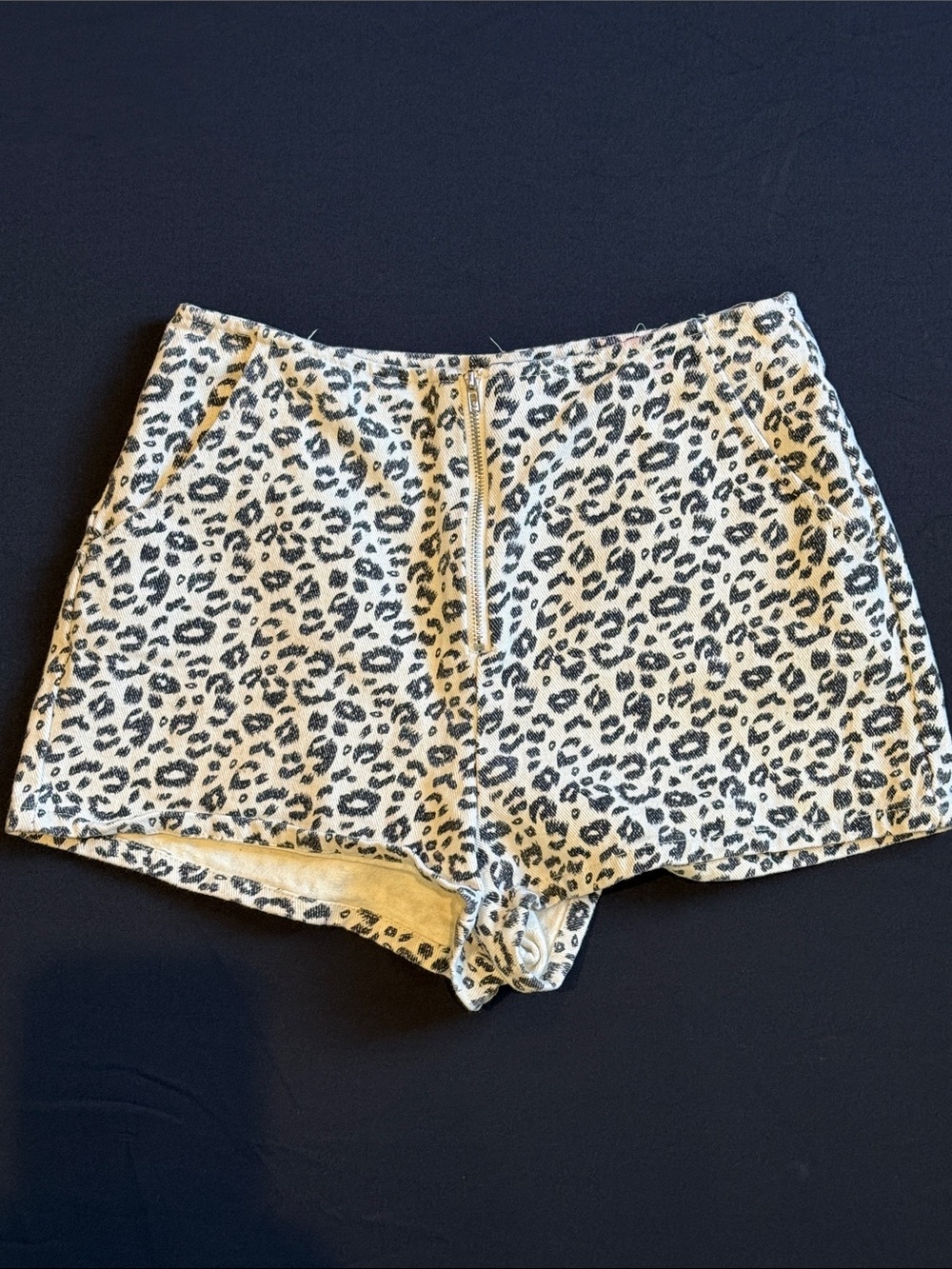 ALTAR'D STATE Leopard Print High-Waist Shorts Cream/Black Small Indie 70s Baddie